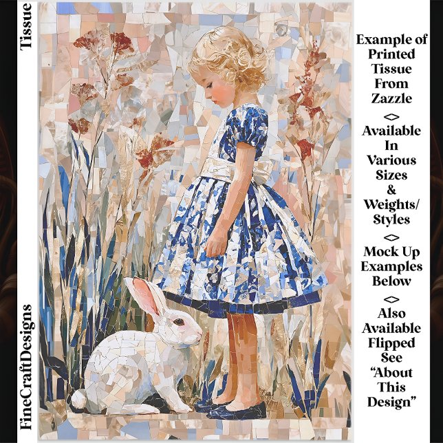 Cute Alice Inspired Mosaic Portrait EC1L Decoupage Tissue Paper (Creator Uploaded)