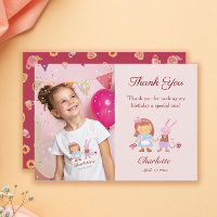 Cute Alice Rabbit Kids Pink Birthday Photo
