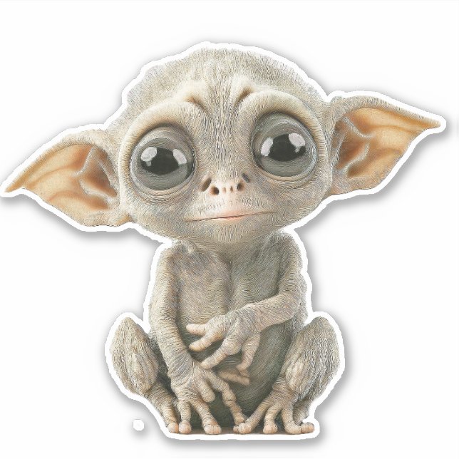 CUTE ALIEN BIG DECAL for laptop dye Cut Sticker (Front)