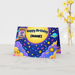 "Cute Alien Birthday Card Customizable Name"