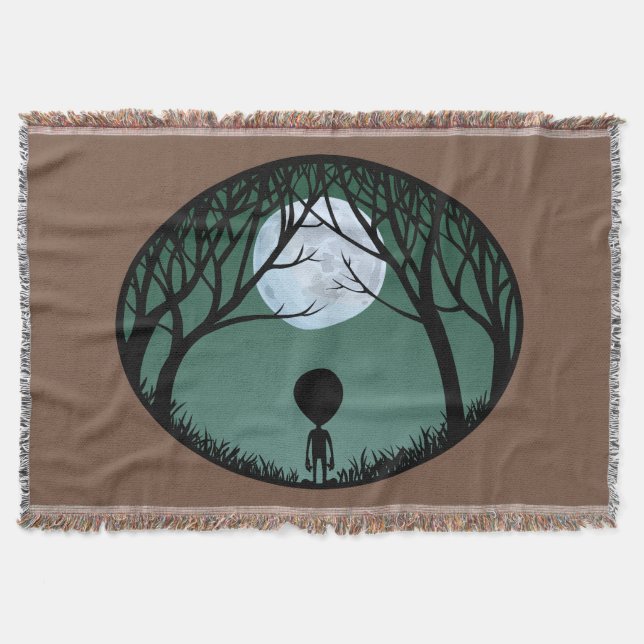 Cute Alien Blanket E.T. Alien Grey Throw Blanket (Front)
