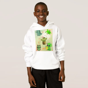 cute alien&cactus hoodie,Add a touch of cosmic cut