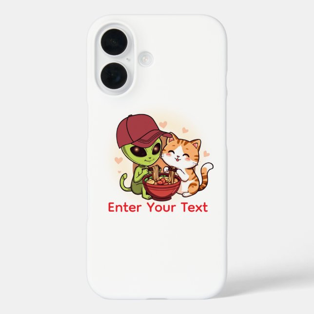 Cute Alien Cat Ramen Kawaii Art Case-Mate iPhone Case (Back)