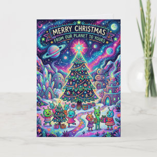 Cute Alien Christmas Card Out of This World