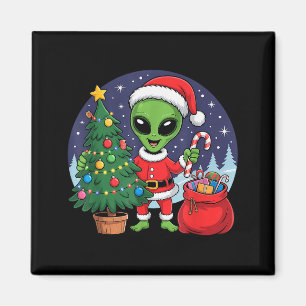 Cute Alien Christmas Tree Lights Xmas Holidays Win Magnet