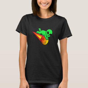 Cute Alien Flying with Meteorite Stone Asteroid UF T-Shirt