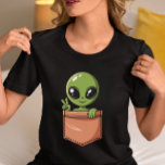 Cute Alien in Pocket – Funny Space Graphic T-Shirt<br><div class="desc">Bring some intergalactic charm to your wardrobe with this adorable "Alien in Pocket" t-shirt! Featuring a wide-eyed green alien flashing a peace sign as it peeks out from a playful pocket graphic, this fun design is perfect for sci-fi lovers, UFO enthusiasts, and anyone who enjoys a touch of cosmic humour....</div>