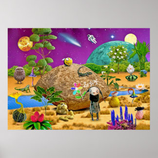 Cute alien on a habitable planet poster
