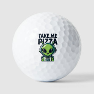 Cute Alien Take Me to Your Pizza Astronaut Golf Balls