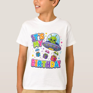 Cute Alien UFO "It's My Birthday" Space Kids T-Shirt