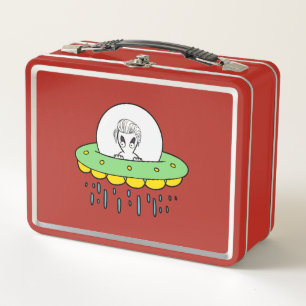Cute Alien UFO Metal Lunch Box