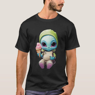 Cute Alien With Soft Ice Intergalactic Dessert Des T-Shirt