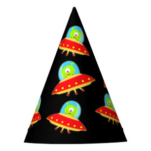Cute Aliens UFO Birthday Party Hat