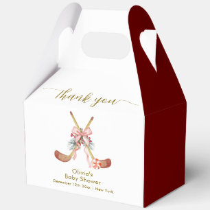 Cute All Stars Bow Floral Hockey Girl Baby Shower Favor Box