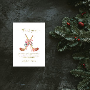 Cute All Stars Bow Hockey Girl Baby Shower  Thank You Card