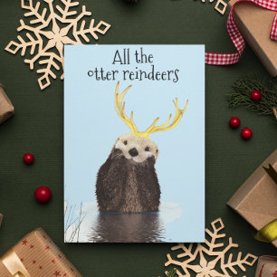 Cute All the Otter Reindeers Cute Holiday Card