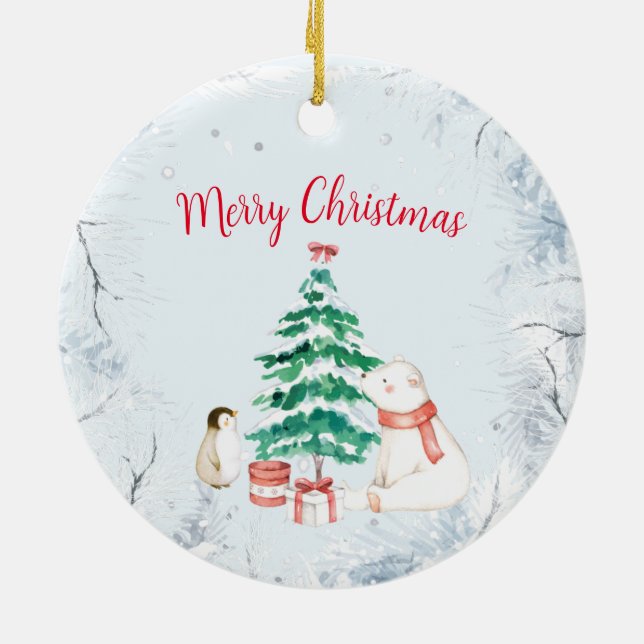 Cute All-white Christmas Ceramic Ornament (Back)