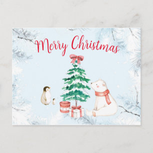 Cute All-white Christmas Holiday Postcard