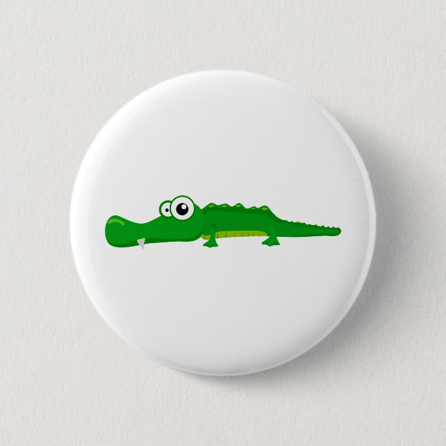 Cute alligator 2 inch round button (Front)