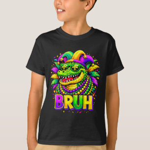 Cute Alligator Bruh Mardi Gras Jester T-Shirt