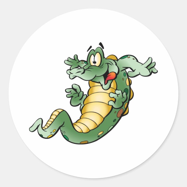 Cute Alligator Cartoon Classic Round Sticker (Front)