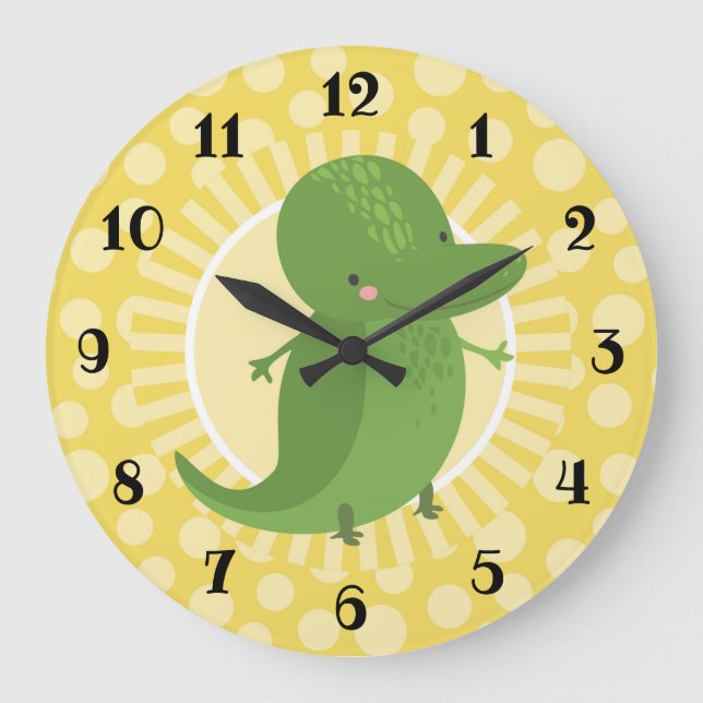 Cute Alligator Crocodile Boys Girls Room Nursery Large Clock (Front)