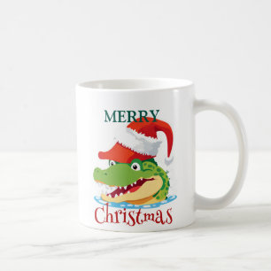 Cute alligator crocodile Christmas Safari Santa  Coffee Mug