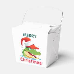Cute alligator crocodile Christmas Safari Santa Favor Box