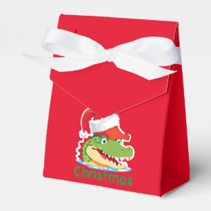 Cute alligator crocodile Christmas Safari Santa Favor Box