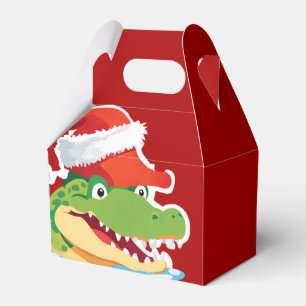 Cute alligator crocodile Christmas Safari Santa Favor Box