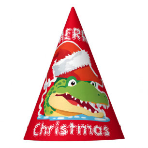 Cute alligator crocodile Christmas Safari Santa Party Hat