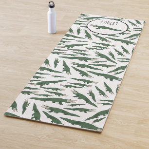 Cute Alligator Crocodile Pattern Custom Name Yoga Mat
