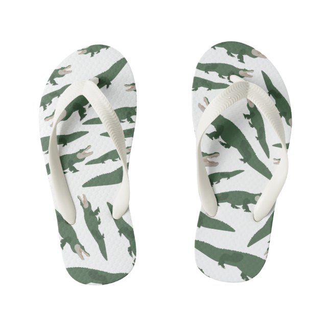 Cute Alligator Crocodile Pattern Gator Kid's Flip Flops (Footbed)