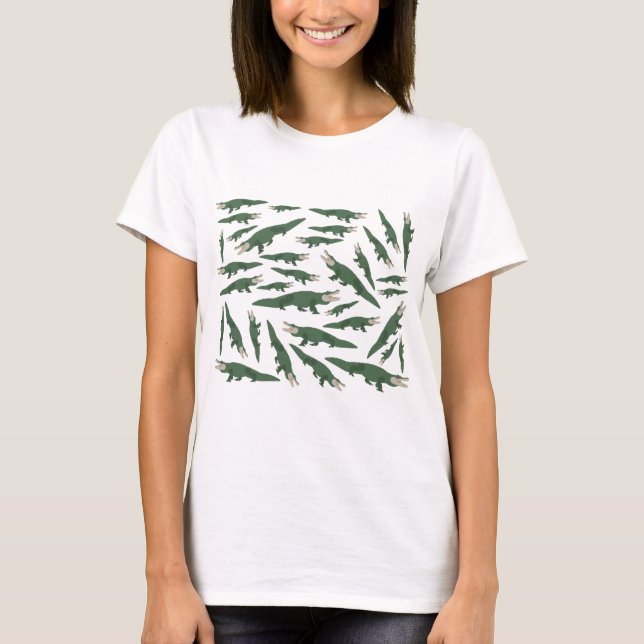 Cute Alligator Crocodile Pattern T-Shirt (Front)