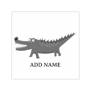 Cute Alligator Drawing Personalized Name Self-inking Stamp