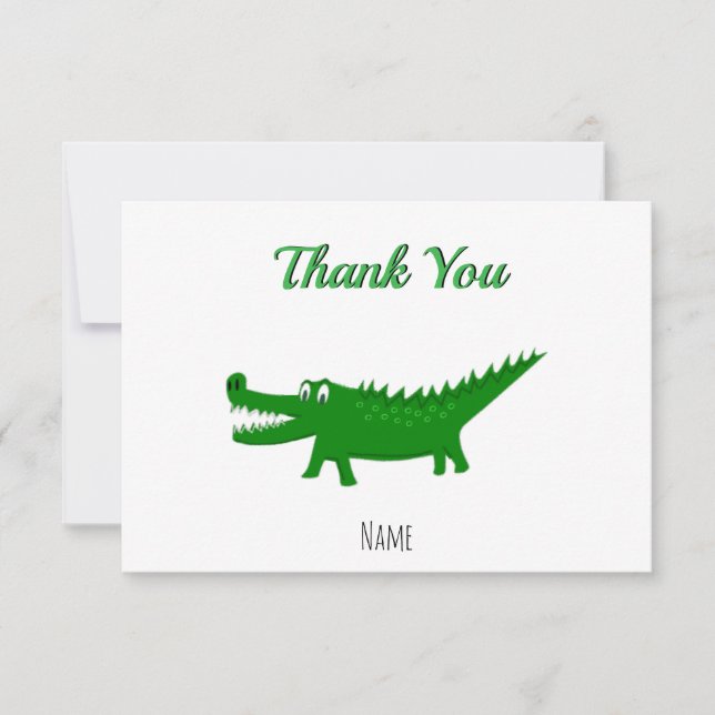  Cute Alligator Drawing Thank You Card (Front)