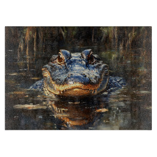 Cute Alligator in the Florida Everglades Painting Cutting Board