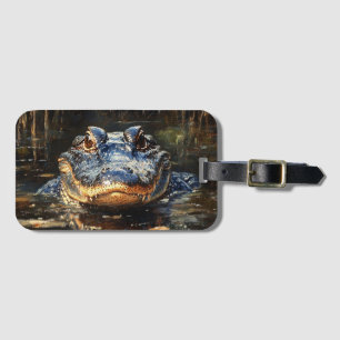 Cute Alligator in the Florida Everglades Painting Luggage Tag