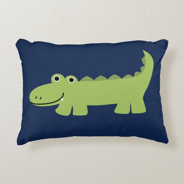 Cute Alligator Kids Decorative Pillow (Front)