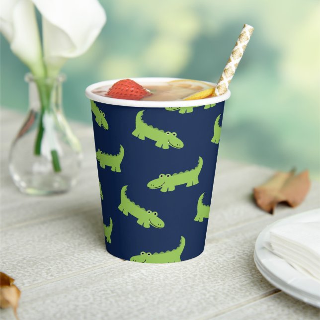 Cute Alligators Pattern Birthday Paper Cup (Insitu)