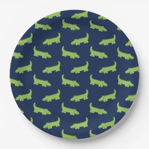 Cute Alligators Pattern Birthday Paper Plate