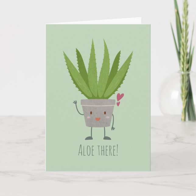 Cute Aloe Vera Note Card (Front)