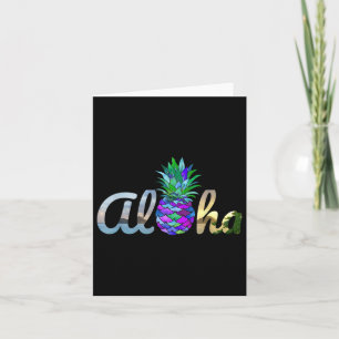 Cute Aloha Hawaii Pineapple Mermaid Purple Beach L Card