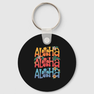 Cute Aloha Hawaiian Summer Vacation Shaka Hibiscus Keychain