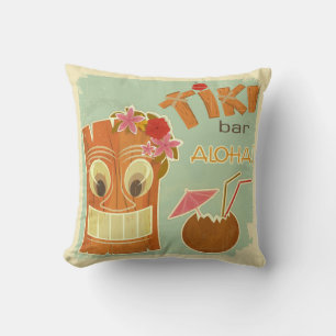 Cute Aloha Tiki Bar Pineapple Cartoon Throw Pillow