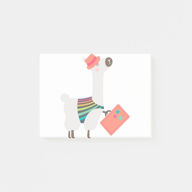 Cute Alpaca and Suitcase Post-it Notes (Front)