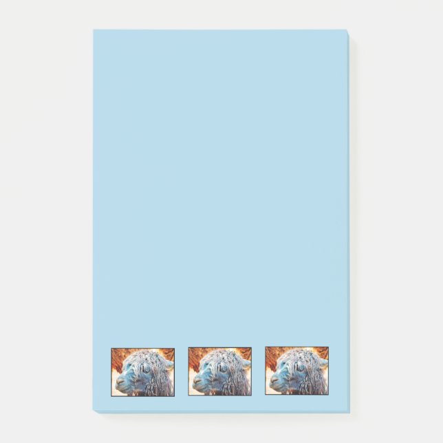 Cute Alpaca Baby in Blue Post-it Notes (Front)