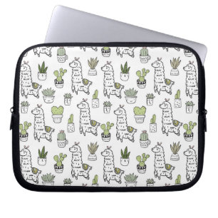 Cute Alpaca & Cactus Pattern Laptop Sleeve