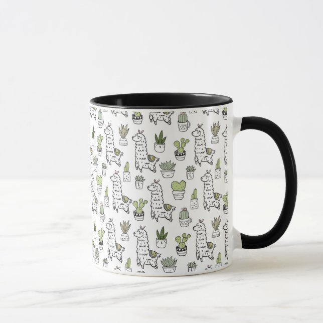 Cute Alpaca & Cactus Pattern Mug (Right)