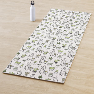 Cute Alpaca & Cactus Pattern Yoga Mat